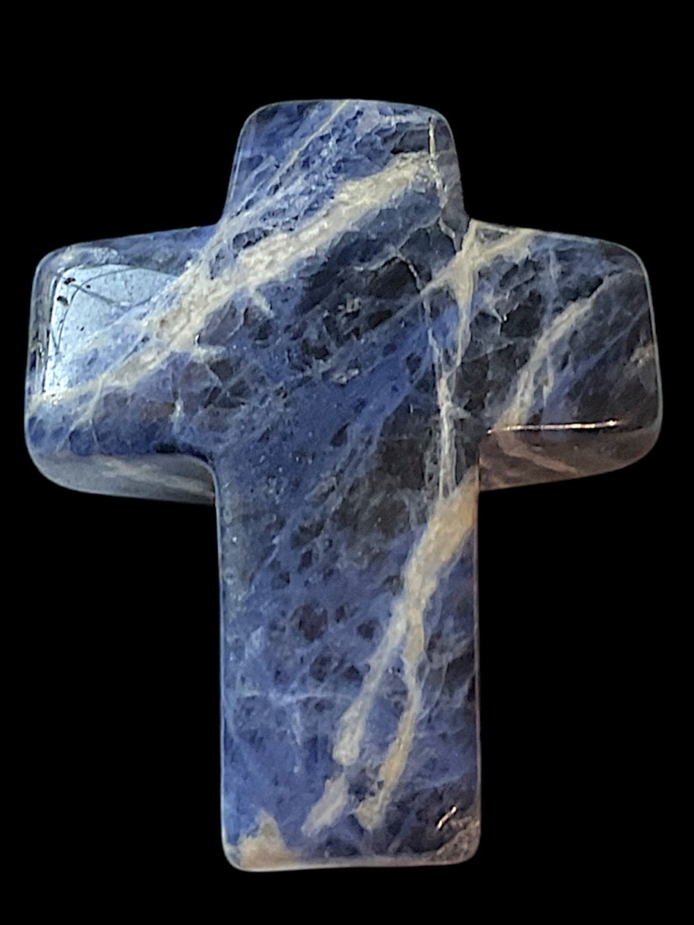 Large Sodalite Stone Cross Pendant 1.75”